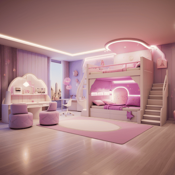 barbie_themed_kids_room_led_strip_lights