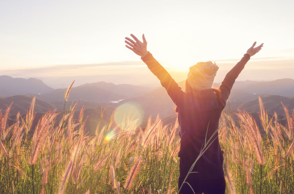 Carefree,Happy,Woman,Enjoying,Nature,On,Grass,Meadow,On,Top